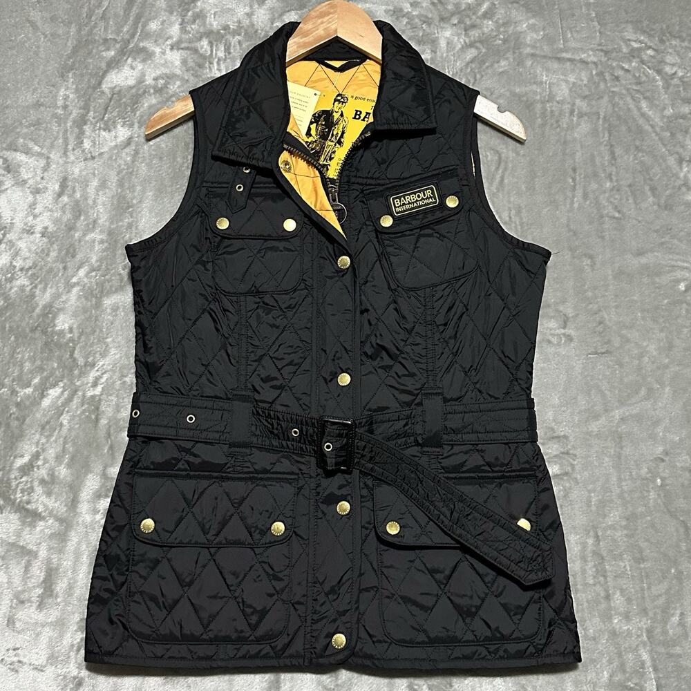 NWT Barbour Womens Blackwater Gilet Size UK 10/US 6 Black Quilted British Biker